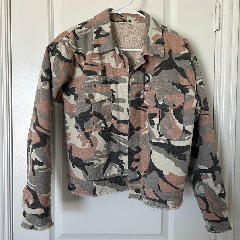 Boutique Sherpa Lined Camo Jacket